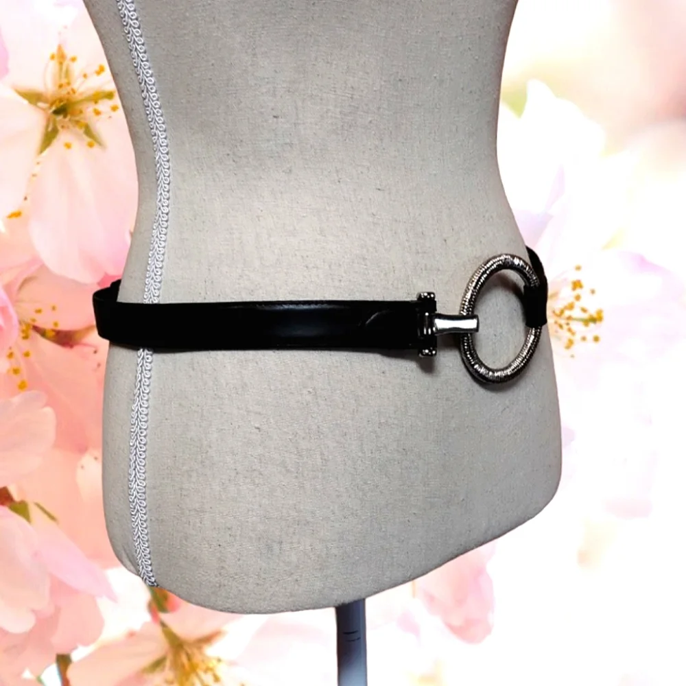 Adjustable Black & Silver Loop Hook Belt Size M/L